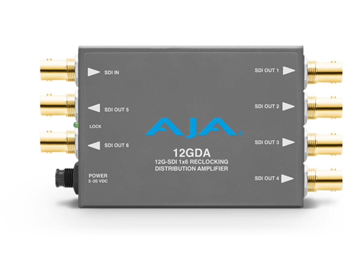 AJA 12GDA-R0 1×6 12G-SDI Reclocking Distribution Amplifier / 12G Cable Equalization