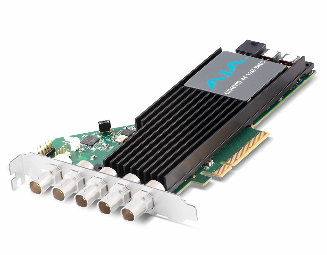 AJA CRV44-12G-R0-02 12G-SDI PCIe 3.0 4 Ch I/O Card - Short Bracket w/ Fan - Active Cooling - HDBNC-No Cables