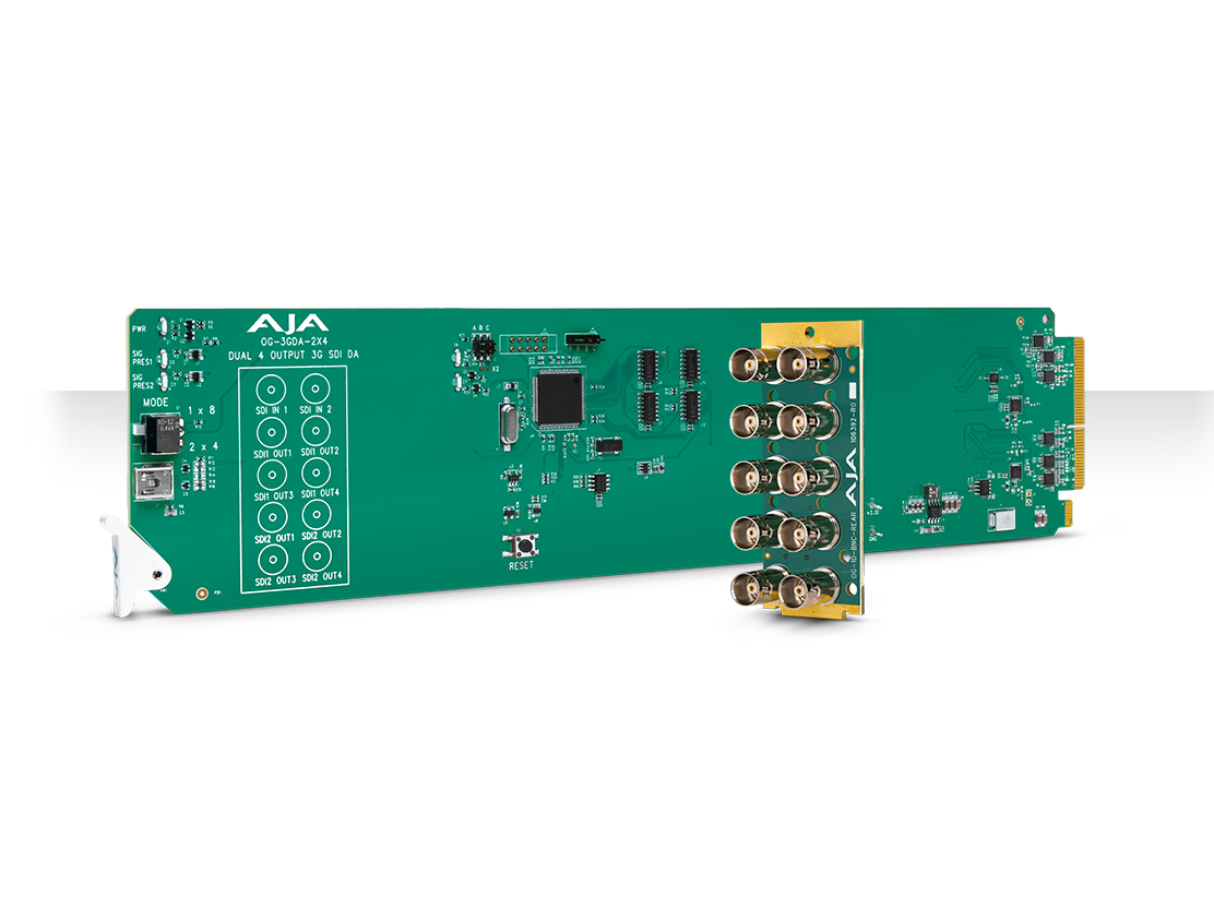 AJA OG-3GDA-2X4 openGear 2×4 or 1×8 3G-SDI Reclocking Distribution Amplifier with DashBoard Support