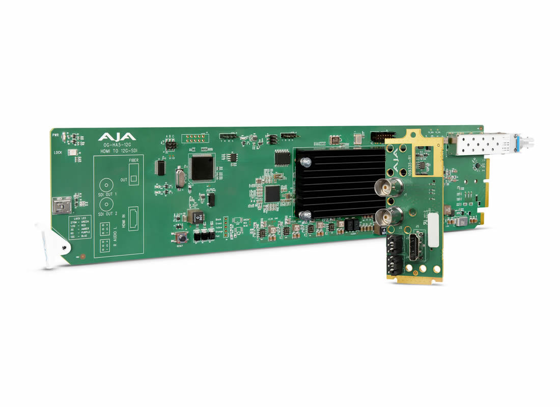 AJA OG-HA5-12G-T-ST OpenGear 4K HDMI 2.0 to 12G-SDI Converter Card with Fiber ST
