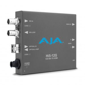 AJA HI5-12G-TR-R0 12G-SDI to HDMI 2.0 Converter / Fiber SFP Transceiver / HDR10 / HLG / 4K60