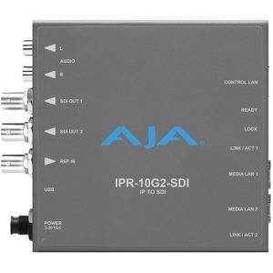 AJA IPR-10G2-SDI-R0 SMPTE ST 2110 to Dual 3G-SDI Converter / 2x10G SFP+ Redundancy / Embedded 8-CH Audio