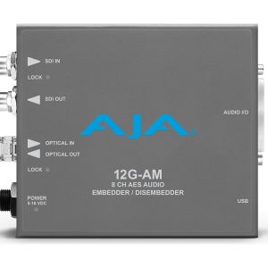 AJA 12G-AM-T 12G-SDI 8-Channel AES Embedder/Disembedder with LC Fiber Tx SFP