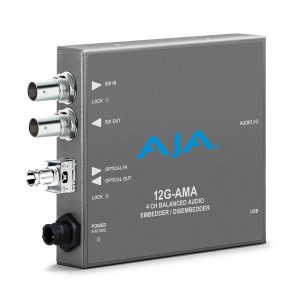 AJA 12G-AMA-R-ST 4-Channel 12G-SDI Balanced Analog Audio Embedder/Disembedder / ST Fiber Receiver / 4K UltraHD