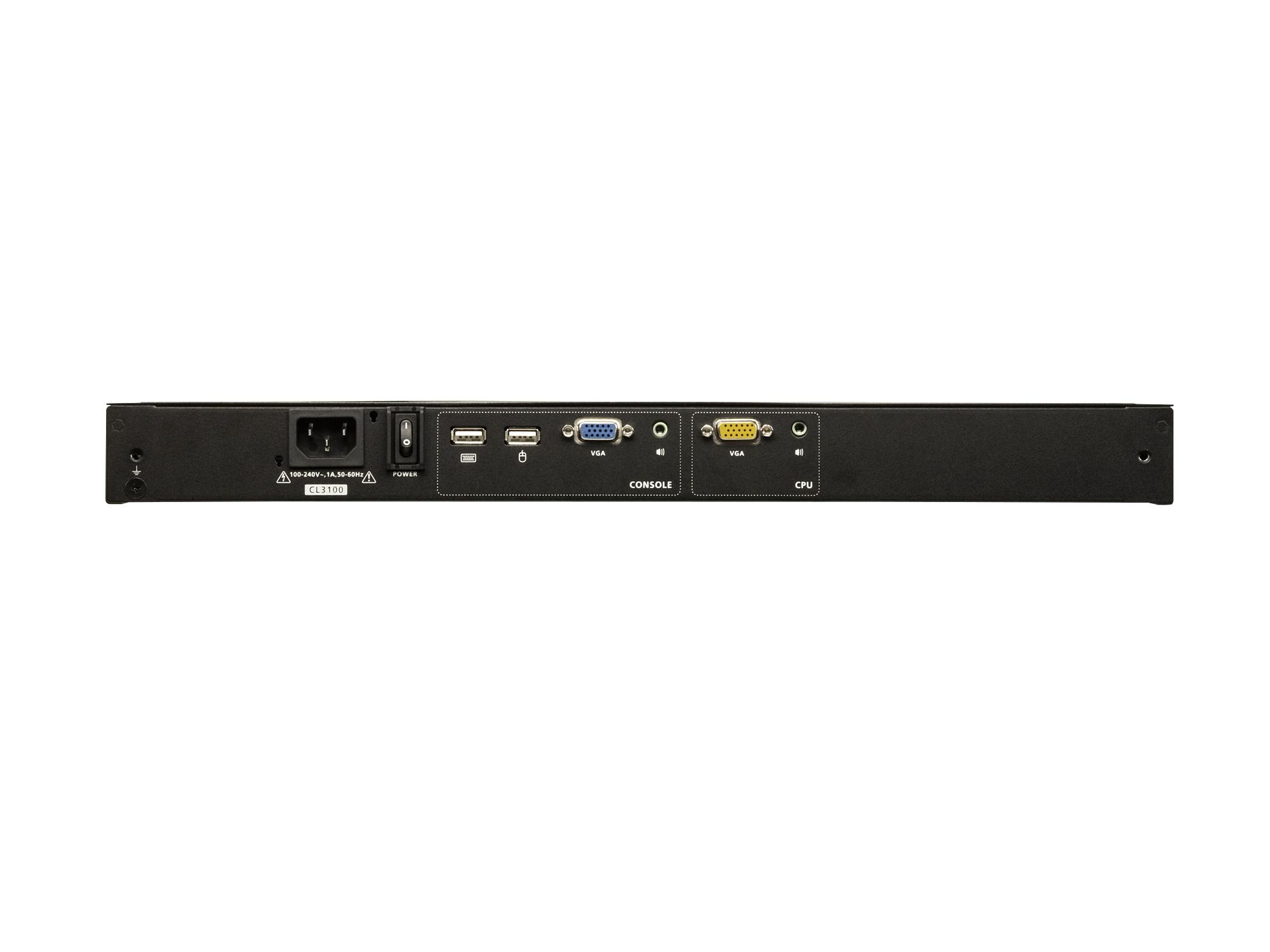 Aten CL3100NX 1U Ultra Short Depth Single Rail WideScreen LCD Console (USB/VGA) with Resolution of 1366x768 - Image 2