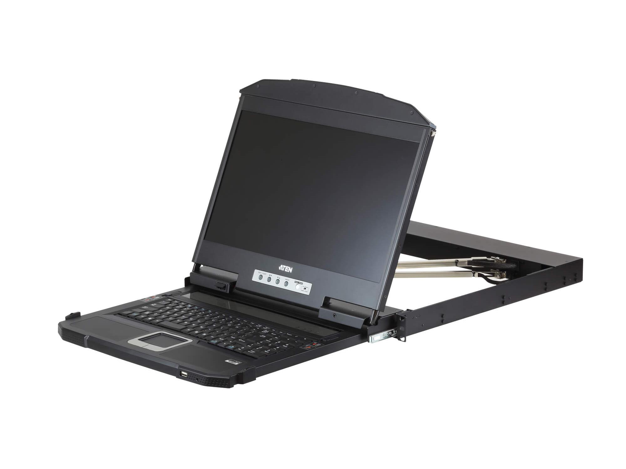 Aten CL3800NW 1U Dual Rail 18.5in FHD LCD KVM Console USB / HDMI / DVI / VGA