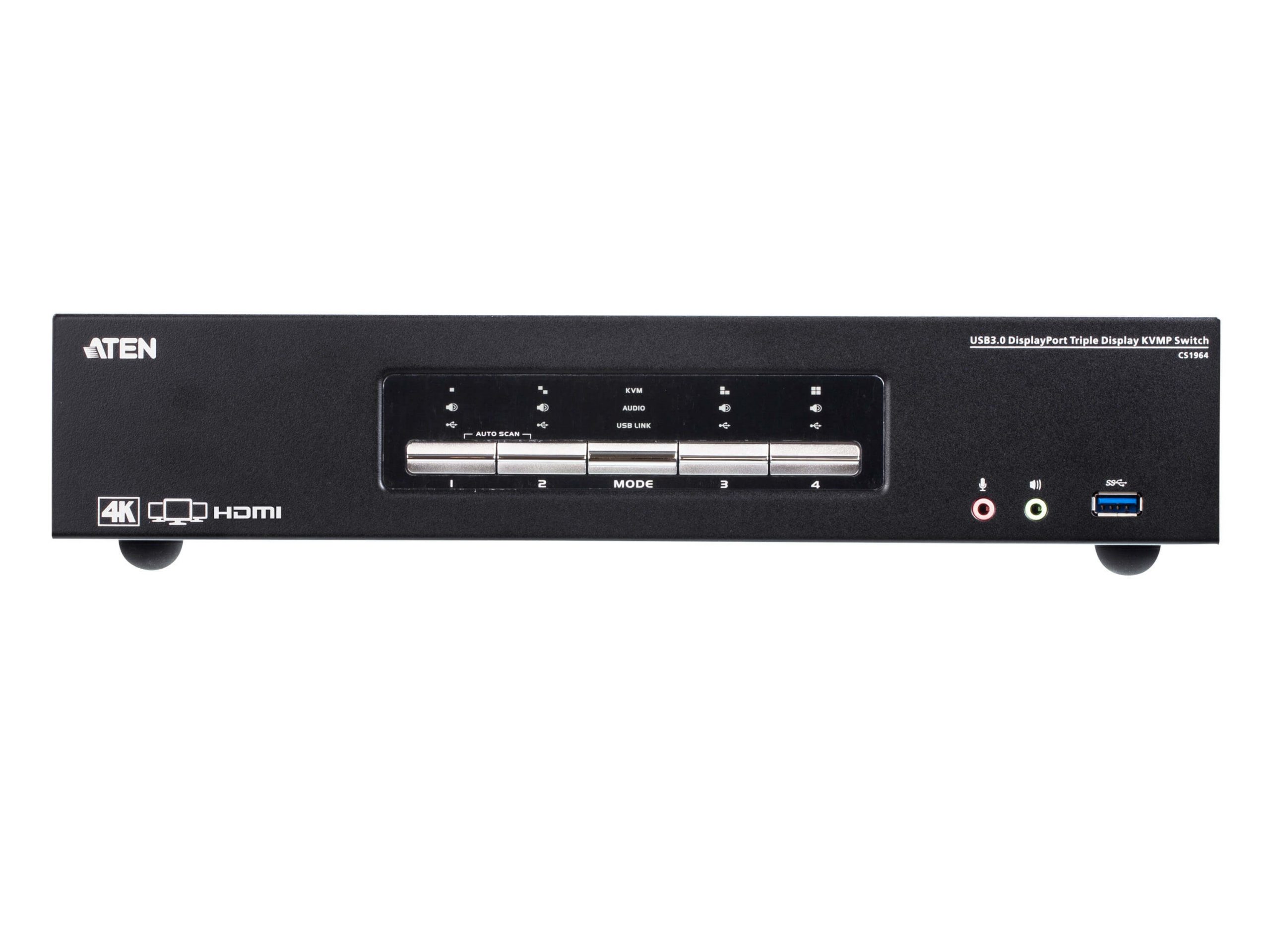 Aten CS1964 4-Port USB3.0 4K DisplayPort Triple Display KVMP Switch - Image 2