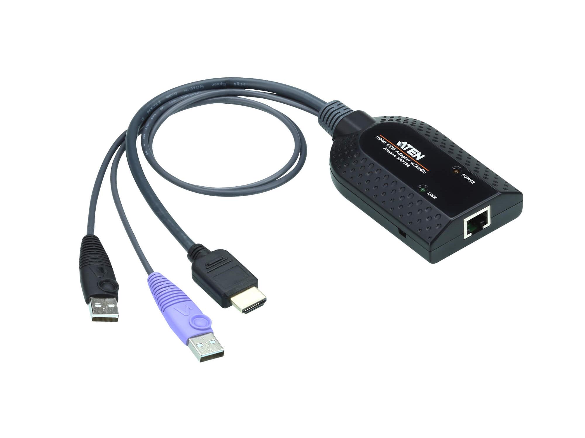 Aten KA7188 USB HDMI Virtual Media KVM Adapter Cable / Audio De-Embedder / 1920×1200
