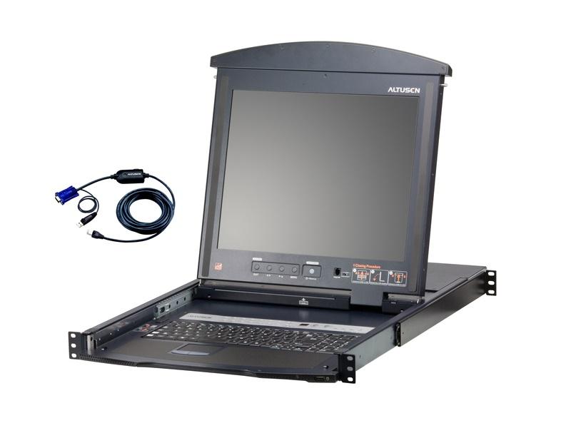 Aten KL1516AiMUKit 16-Port Cat 5 Dual Rail 17in LCD KVM Switch Kit