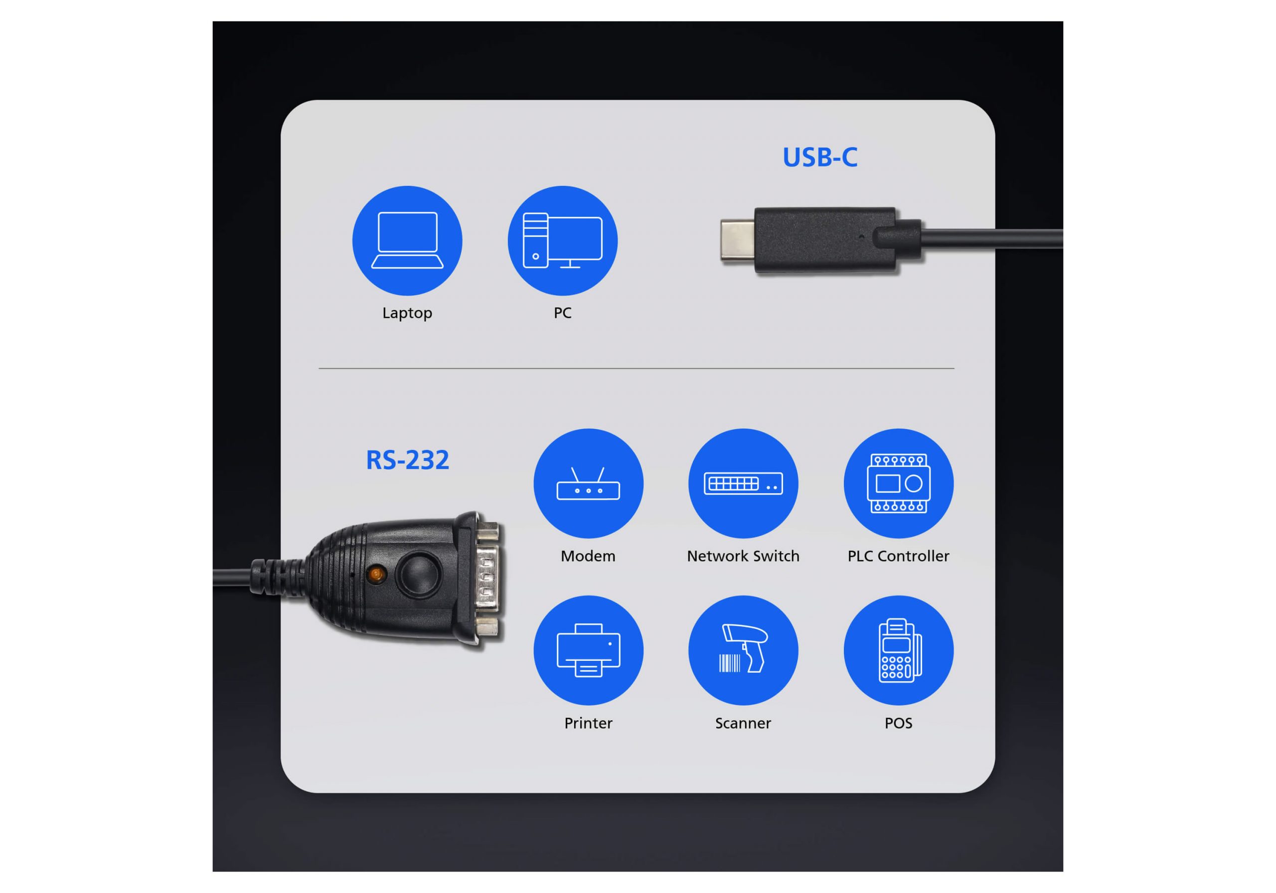 Aten UC232C USB-C to RS-232 Adapter - Image 3