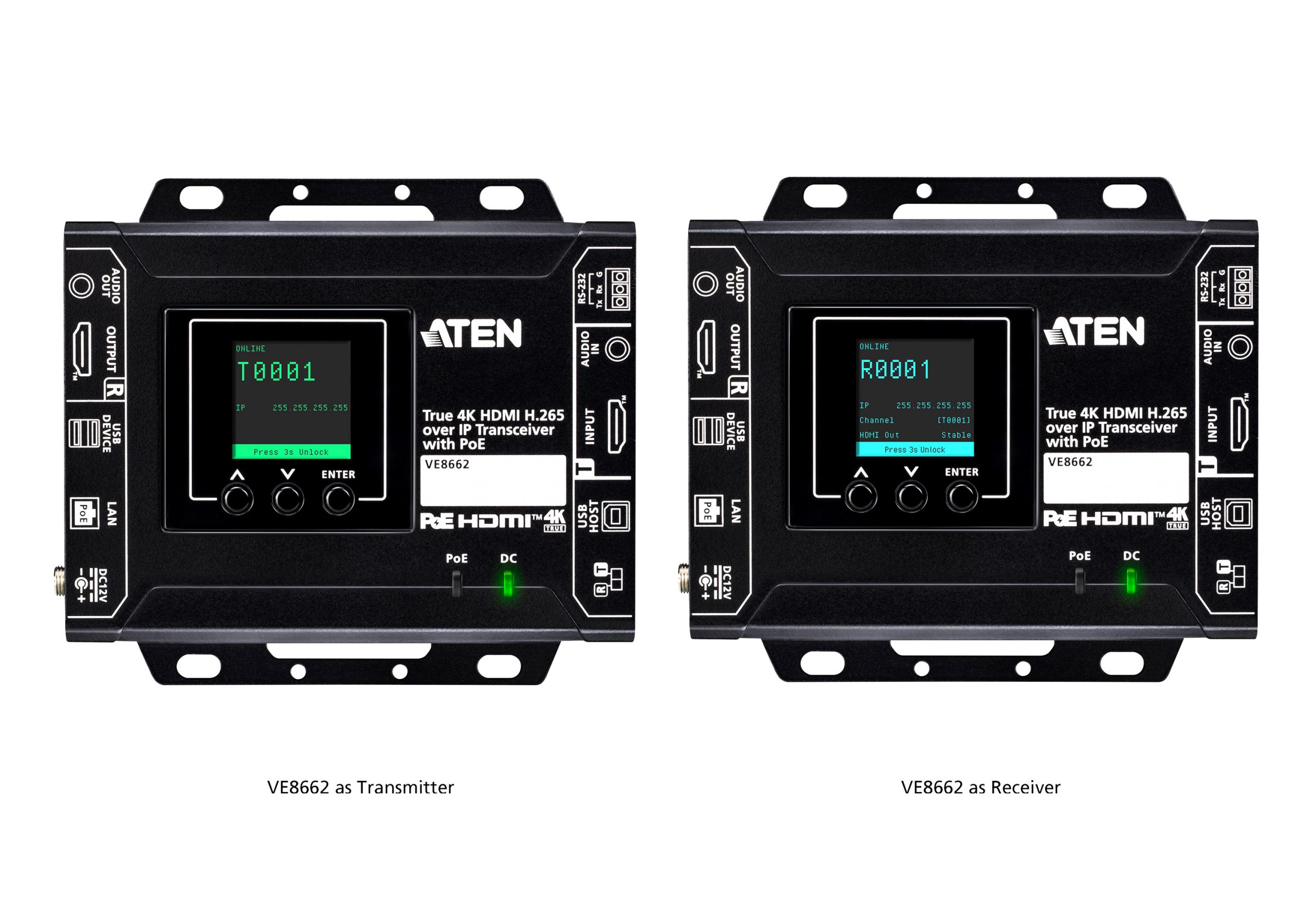 Aten VE8662 True 4K HDMI H.265 over IP Transceiver with PoE - Image 4