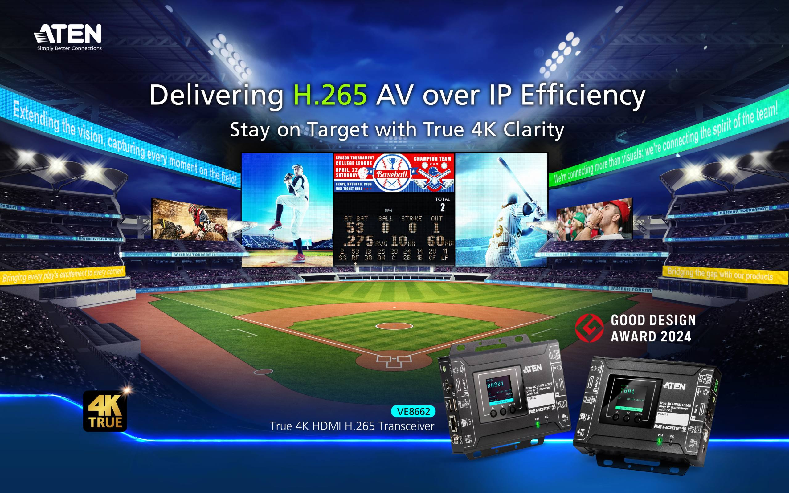 Aten VE8662 True 4K HDMI H.265 over IP Transceiver with PoE - Image 5