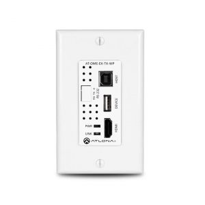 Atlona AT-OME-EX-TX-WP 4k/60 HDMI/USB HDBaseT Wallplate Extender (Transmitter) with PoE up to 330 ft/100m