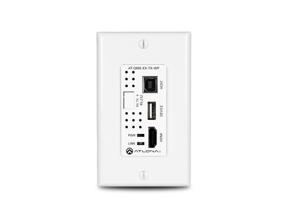 Atlona AT-OME-EX-TX-WP 4k/60 HDMI/USB HDBaseT Wallplate Extender (Transmitter) with PoE up to 330 ft/100m