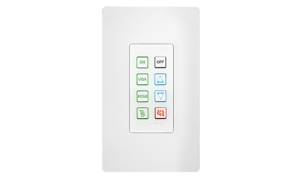 Aurora Multimedia DXB-8I-G2-W 8-Button 1-Gang Backlit Button Control Pad (Black) with No Tariffs, White