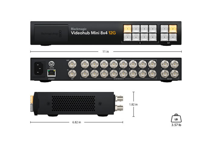 Blackmagic Design BMD-VHUBSMTK12G0804 Videohub Mini 8x4 12G Router - Image 2