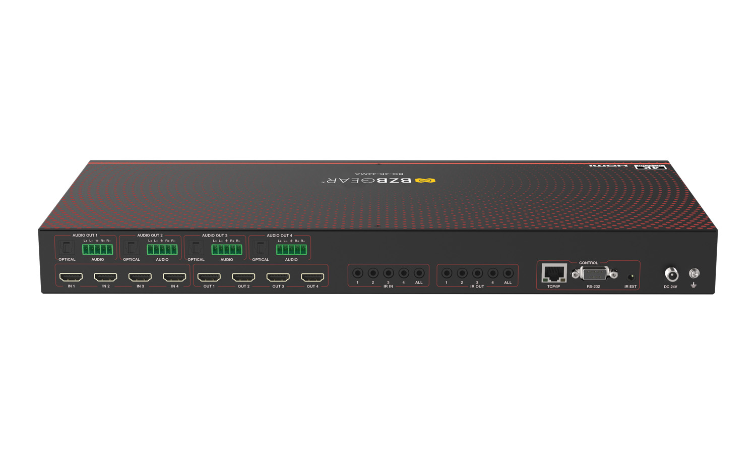 BZBGEAR BG-4K-44MA 4x4 4K UHD HDMI 2.0 Matrix Switcher with Audio De-embedding/Independent Routing and IR Matrixing (4K60 - 4:4:4 and HDR Support) - Image 3