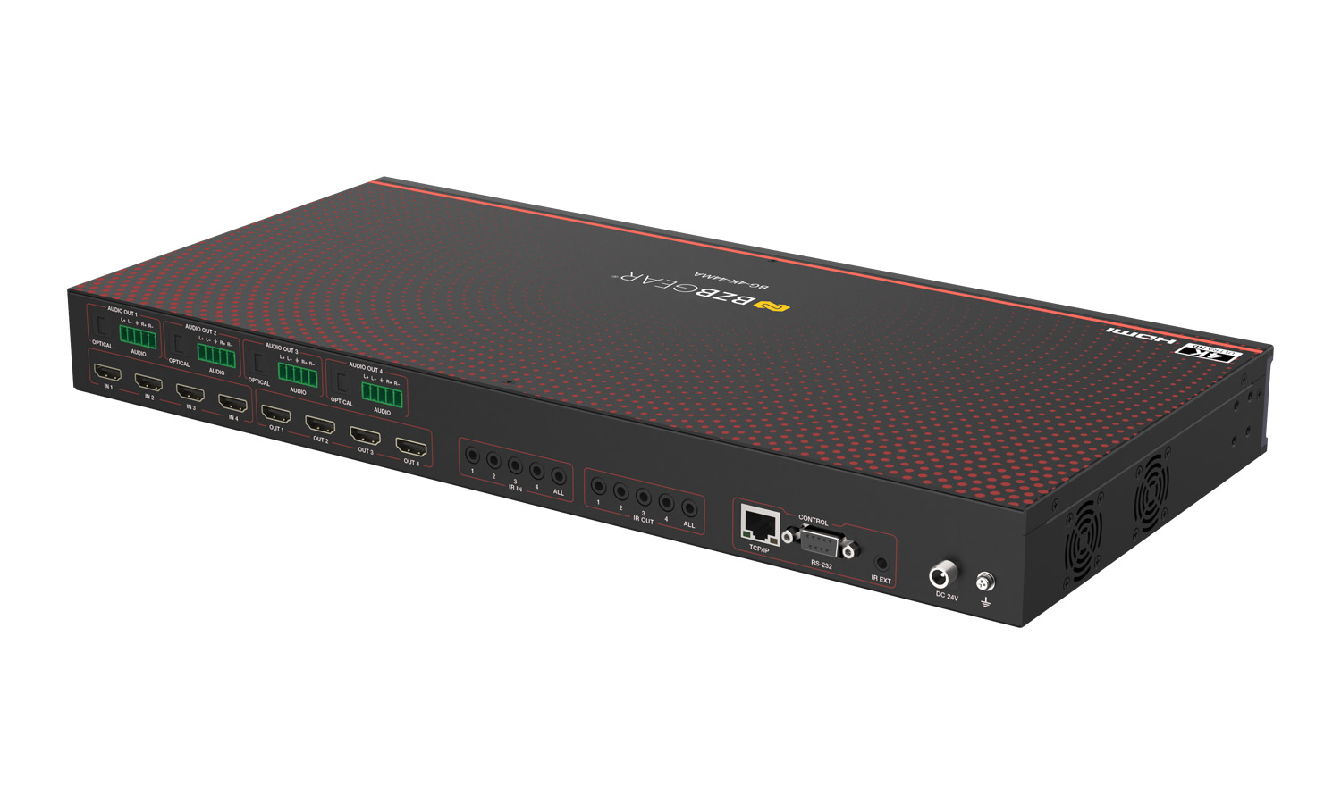 BZBGEAR BG-4K-44MA 4x4 4K UHD HDMI 2.0 Matrix Switcher with Audio De-embedding/Independent Routing and IR Matrixing (4K60 - 4:4:4 and HDR Support) - Image 8