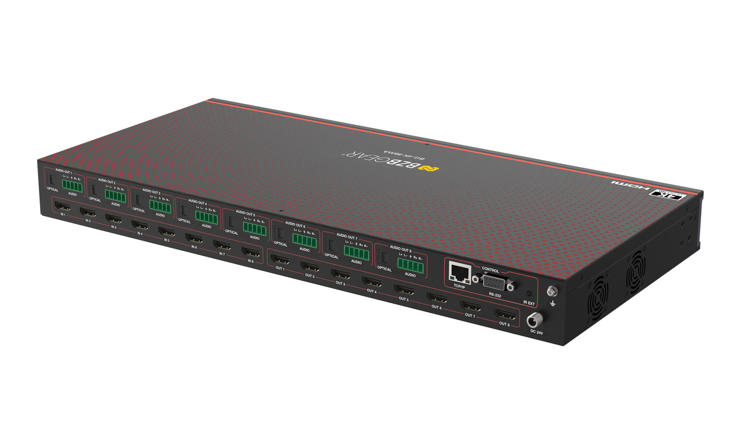 BZBGEAR BG-4K-88MA 8x8 4K UHD HDMI 2.0 Matrix Switcher with Audio De-embedding and Independent Routing (4K60 - 4:4:4 and HDR Support) - Image 8