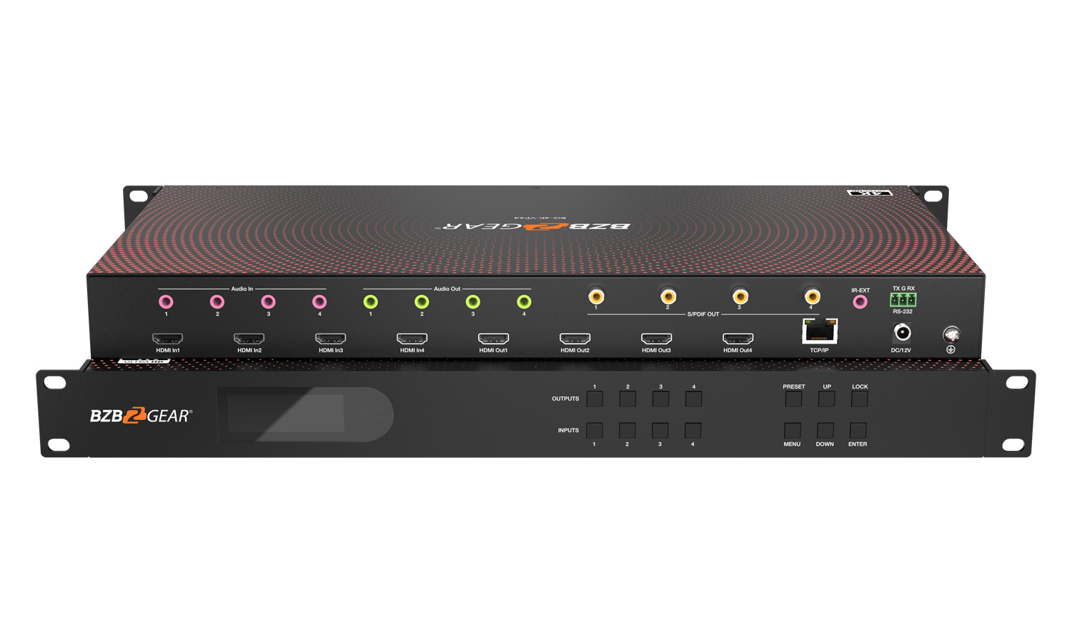 BZBGEAR BG-4K-VP44 4x4 4K UHD Seamless HDMI Matrix Switcher/Video Wall Processor/MultiViewer with Scaler/IR/Audio/IP and RS-232