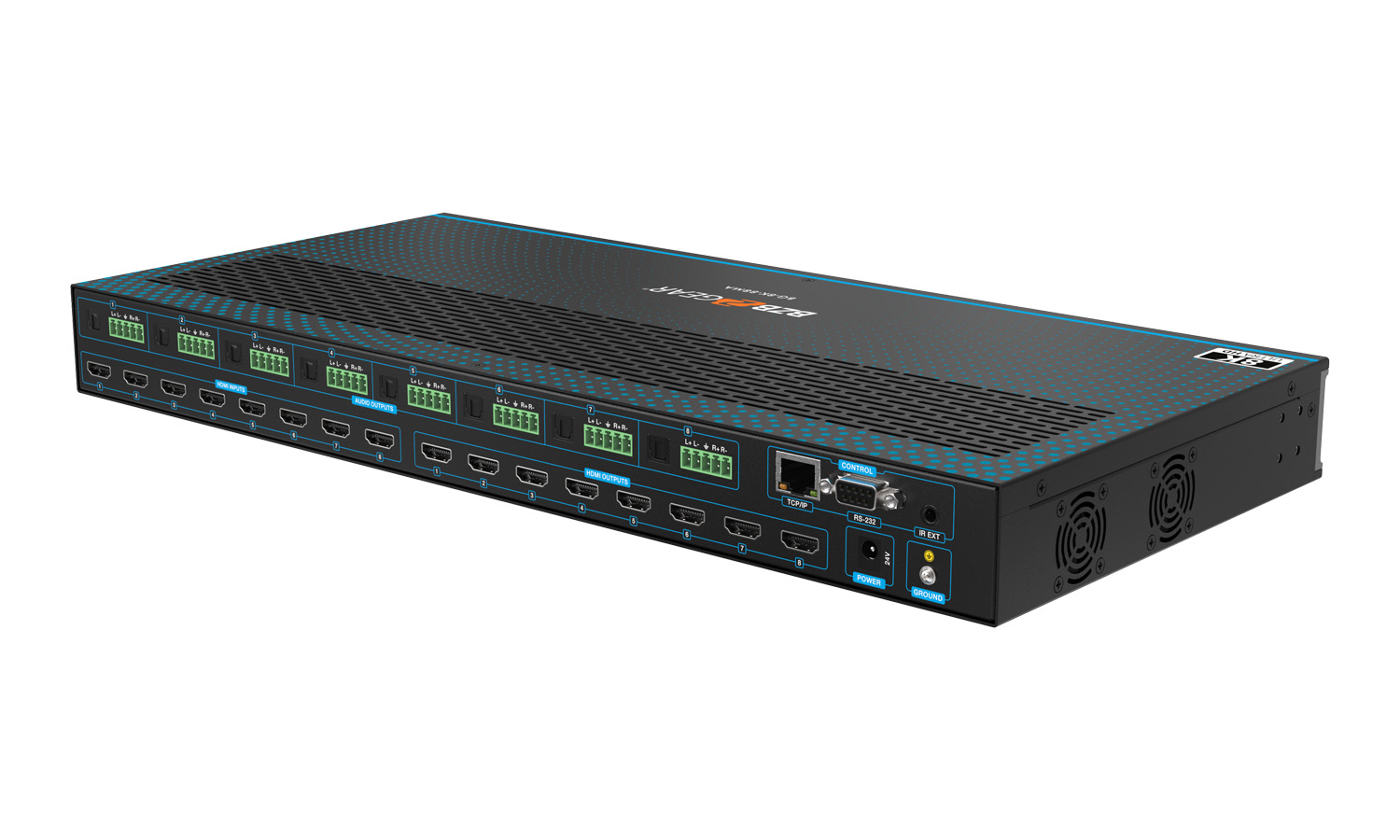 BZBGEAR BG-8K-88MA 8x8 8K UHD HDMI 2.1 Matrix Switcher with Auto Downscaling/Audio De-Embedding (8K60/4K120 and VRR/FVA/ALLM Support) - Image 3