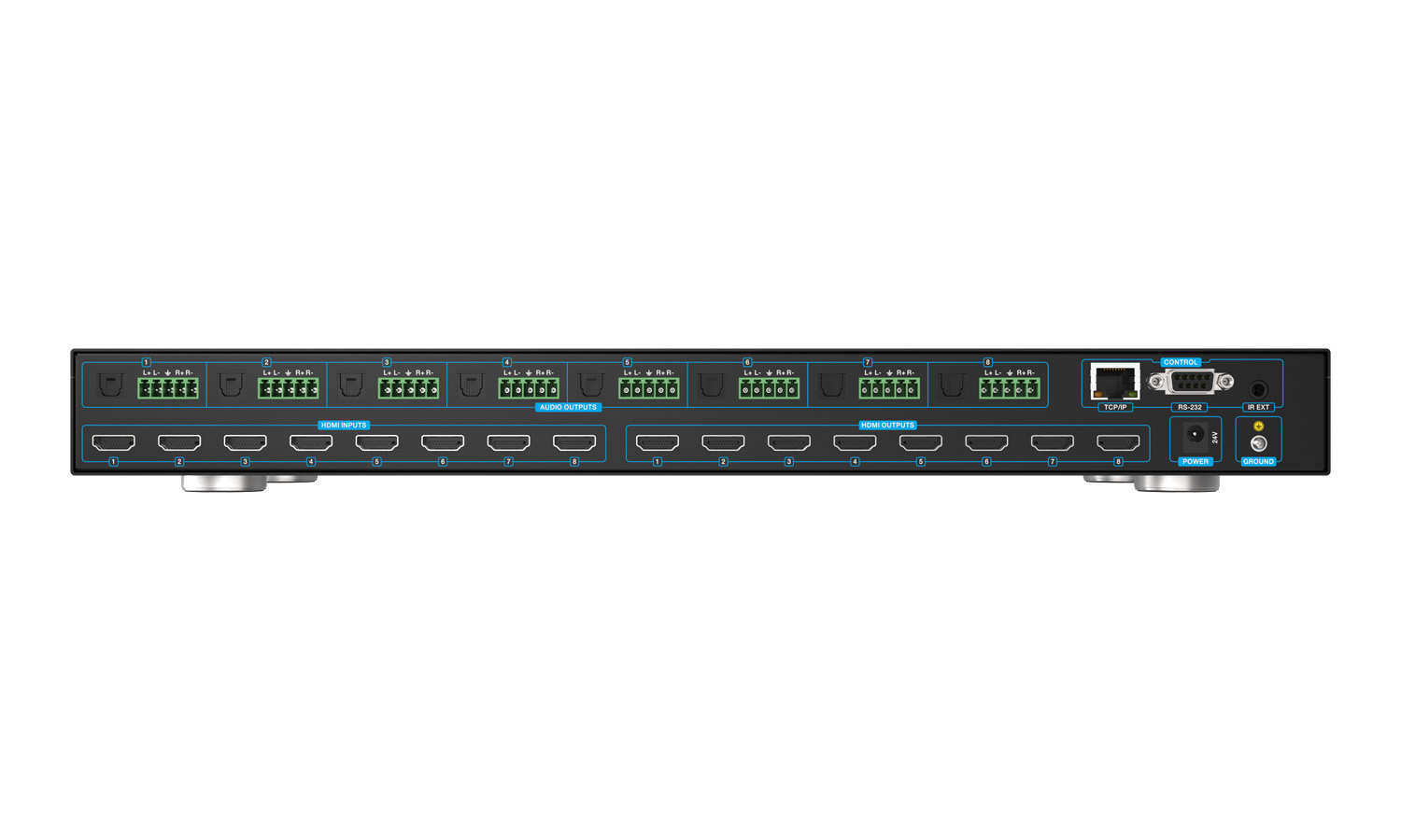 BZBGEAR BG-8K-88MA 8x8 8K UHD HDMI 2.1 Matrix Switcher with Auto Downscaling/Audio De-Embedding (8K60/4K120 and VRR/FVA/ALLM Support) - Image 6