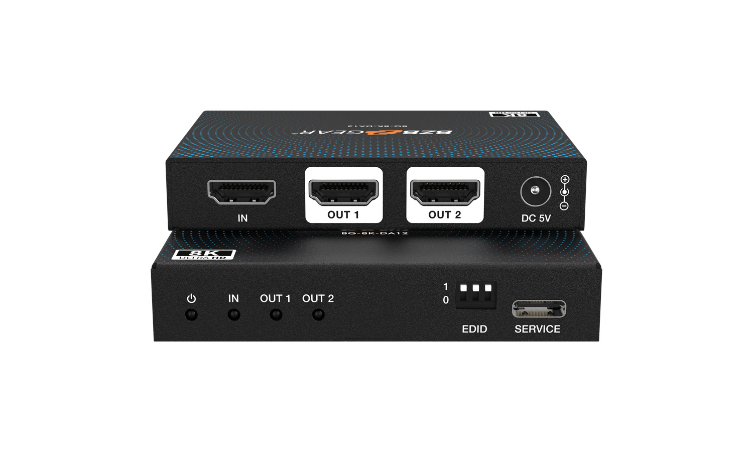 BZBGEAR BG-8K-DA12 1x2 8K UHD HDMI 2.1 Splitter with Auto Downscaling (8K60/4K120 and VRR/ALLM/QMS/QFT/SBTM Support)