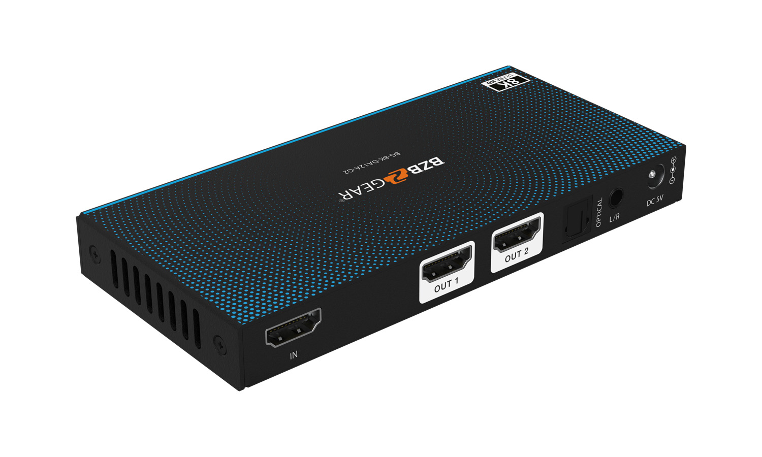 BZBGEAR BG-8K-DA12A-G2 1x2 8K UHD HDMI 2.1 48Gbps Splitter with Auto Downscaling/Audio De-Embedding (8K60/4K120 and VRR/FVA/ALLM Support) - Image 9