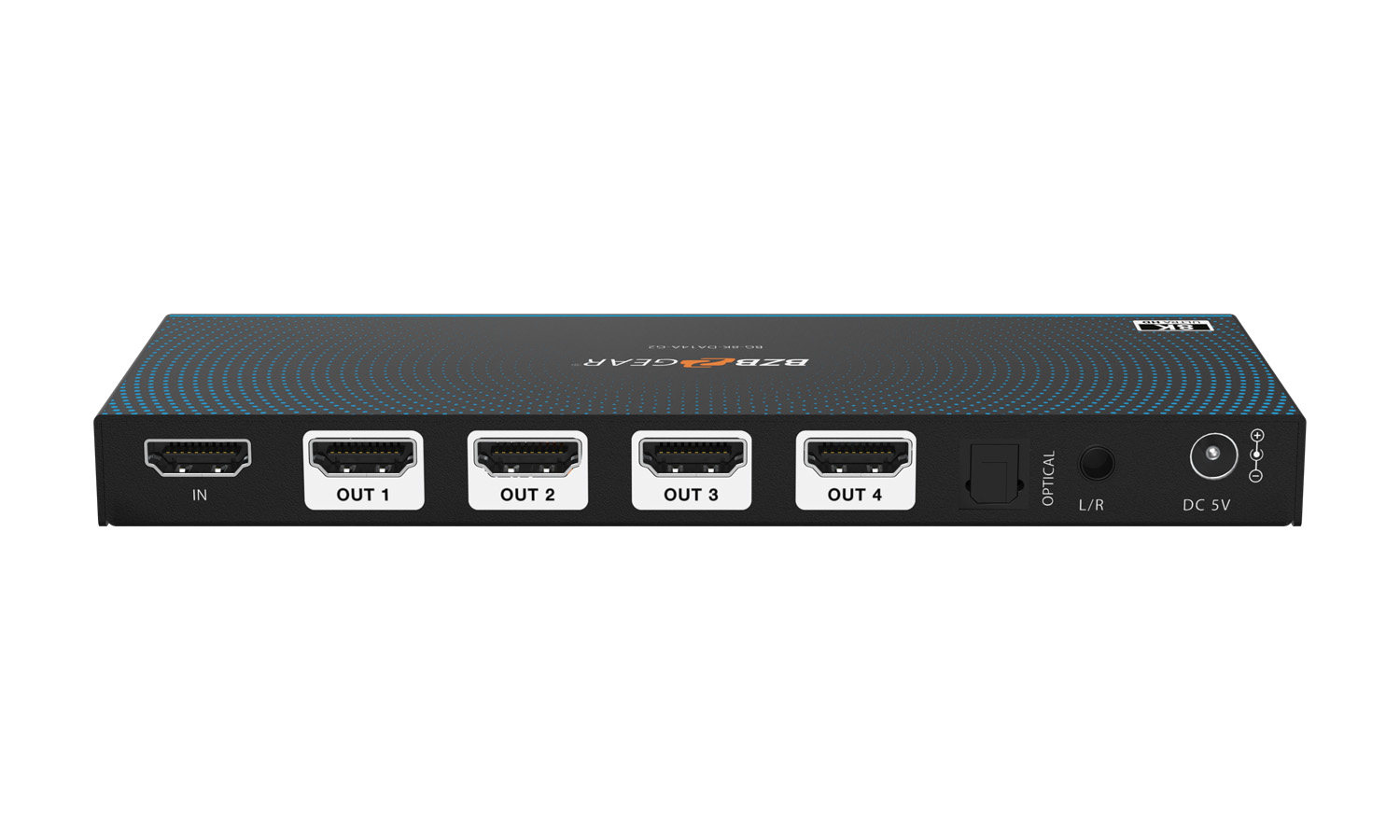 BZBGEAR BG-8K-DA14A-G2 1x4 8K UHD HDMI 2.1 48Gbps Splitter with Auto Downscaling/Audio De-Embedding (8K60/4K120 and VRR/ALLM/QMS/QFT/SBTM Support) - Image 3