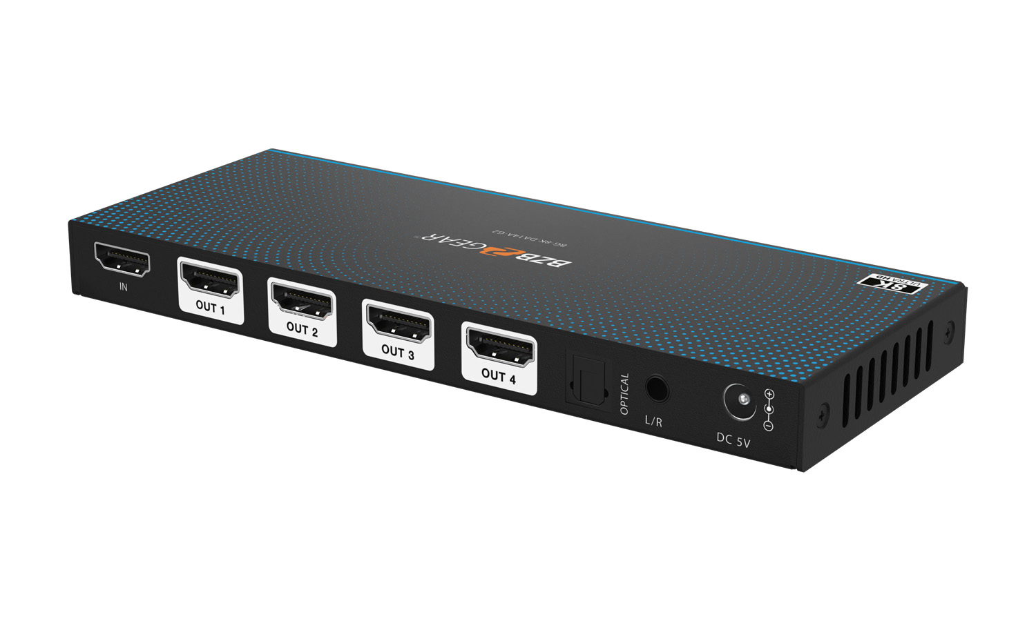 BZBGEAR BG-8K-DA14A-G2 1x4 8K UHD HDMI 2.1 48Gbps Splitter with Auto Downscaling/Audio De-Embedding (8K60/4K120 and VRR/ALLM/QMS/QFT/SBTM Support) - Image 8