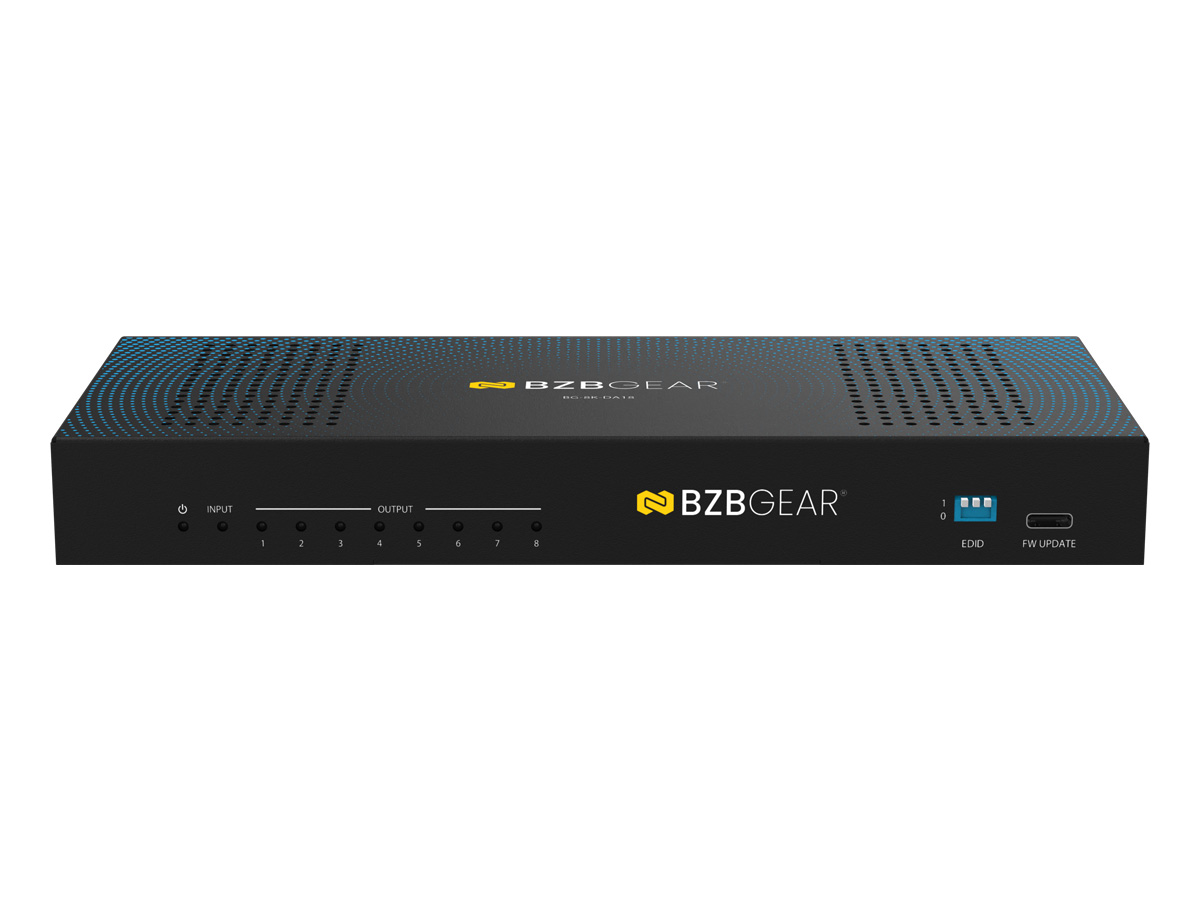 BZBGEAR BG-8K-DA18 1x8 8K UHD HDMI 2.1 48Gbps Splitter with Auto Downscaling (8K60/4K120 and VRR/ALLM/QMS/QFT/SBTM Support) - Image 2