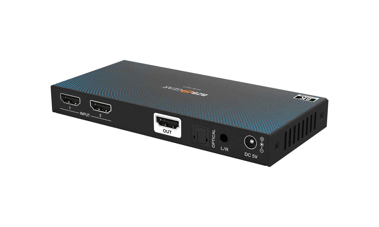 BZBGEAR BG-8K-HS21A 2x1 8K UHD HDMI 2.1 Switcher with Audio De-Embedding (8K60/4K120Hz 4:4:4 VRR/FVA/ALLM Support) - Image 7