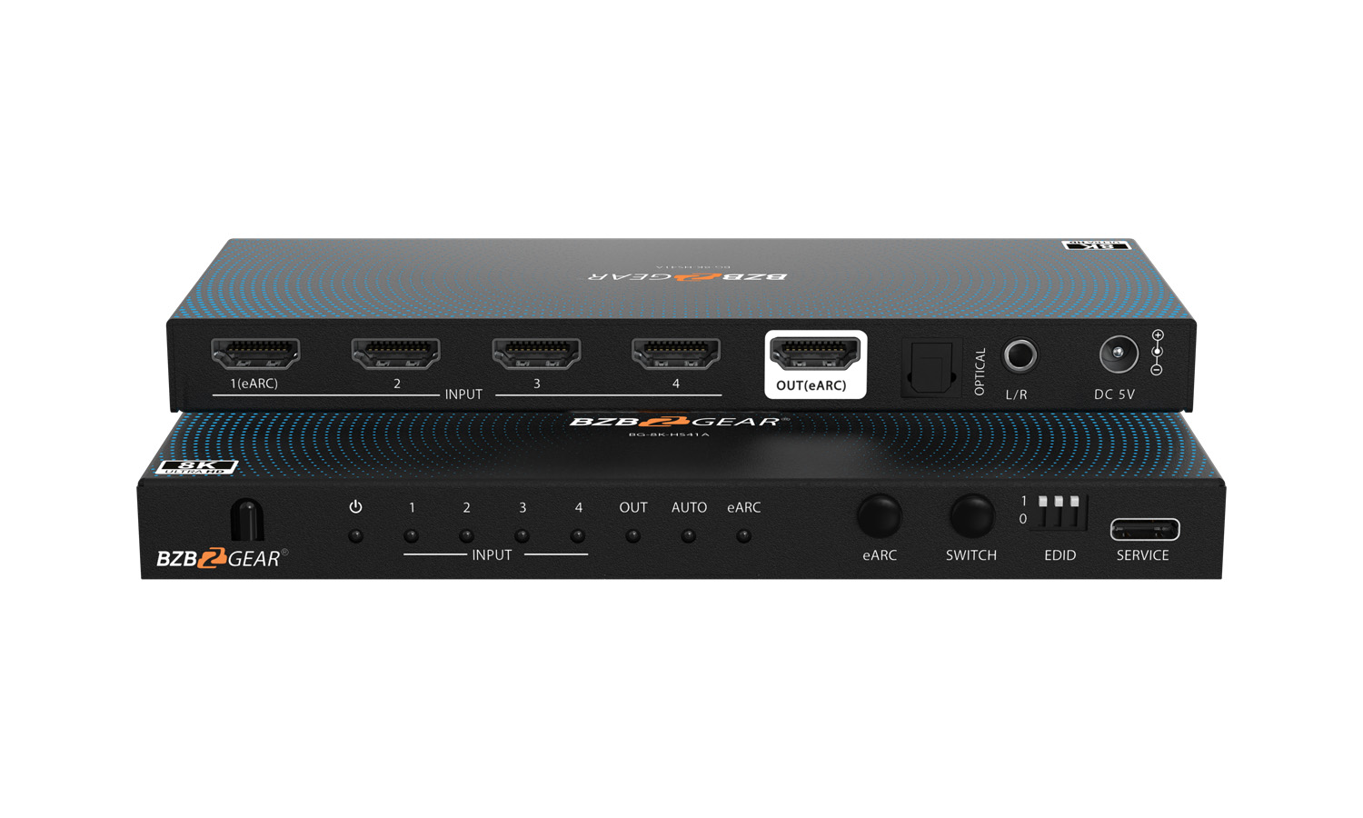 BZBGEAR BG-8K-HS41A 4x1 8K UHD HDMI 2.1 Switcher with Audio De-Embedding (8K60/4K120Hz 4:4:4 VRR/FVA/ALLM Support)