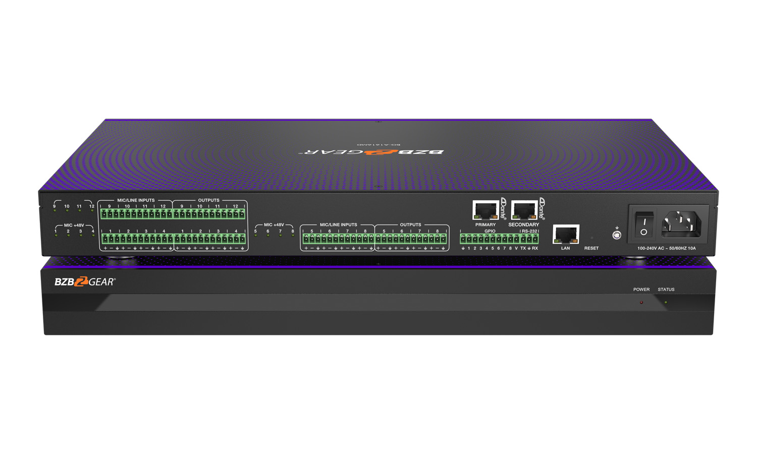 BZBGEAR BG-A1616MD 16x16 Balanced Digital Audio Processor/Matrix with 12-Channel Mic Line In/Out and 4-Channel Dante In/Out plus AEC/ANS/Filter/Limiter/EQ/Delay Support
