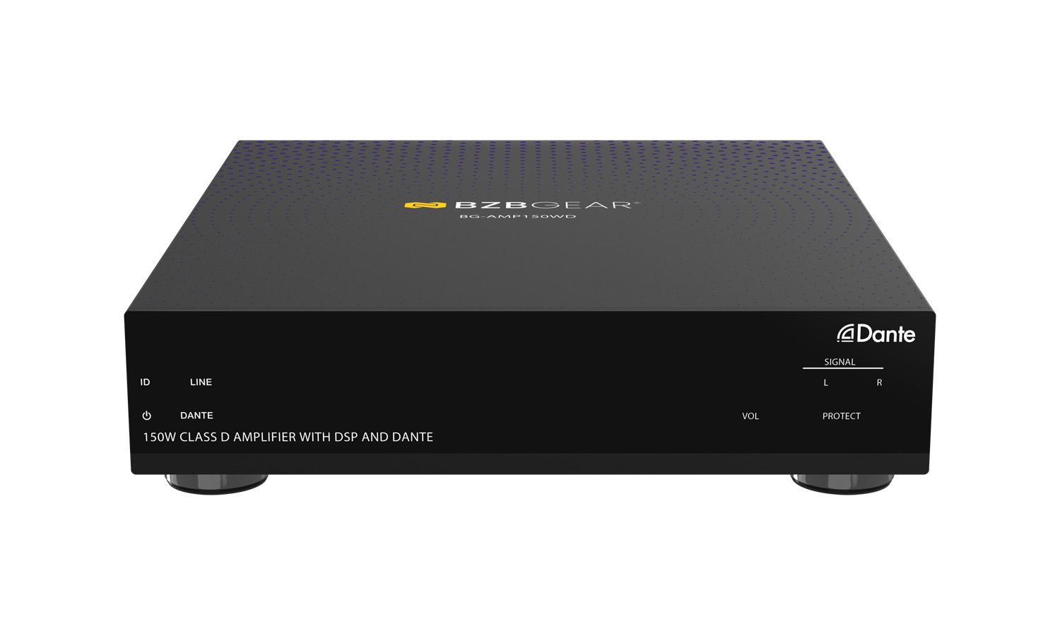 BZBGEAR BG-AMP150WD 2-Channel 150W Compact Class D DSP & Amplifier with Digital/Analog Audio and 2x2 Dante In/Out