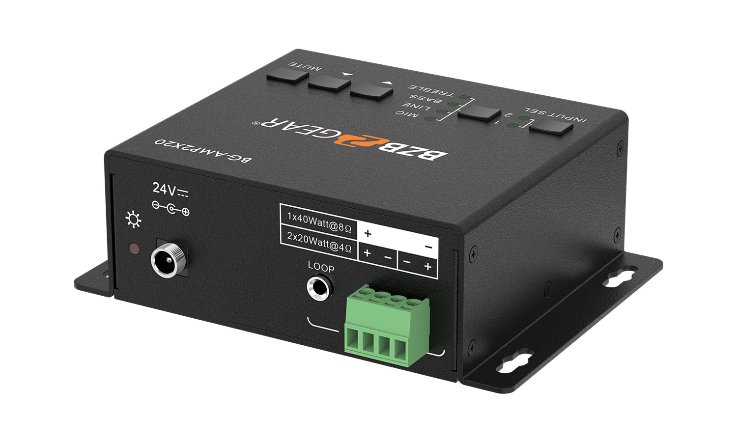 BZBGEAR BG-AMP2X20 2-Channel 40W 4/8 Ohms Stereo/Mono Audio Amplifier - Image 5