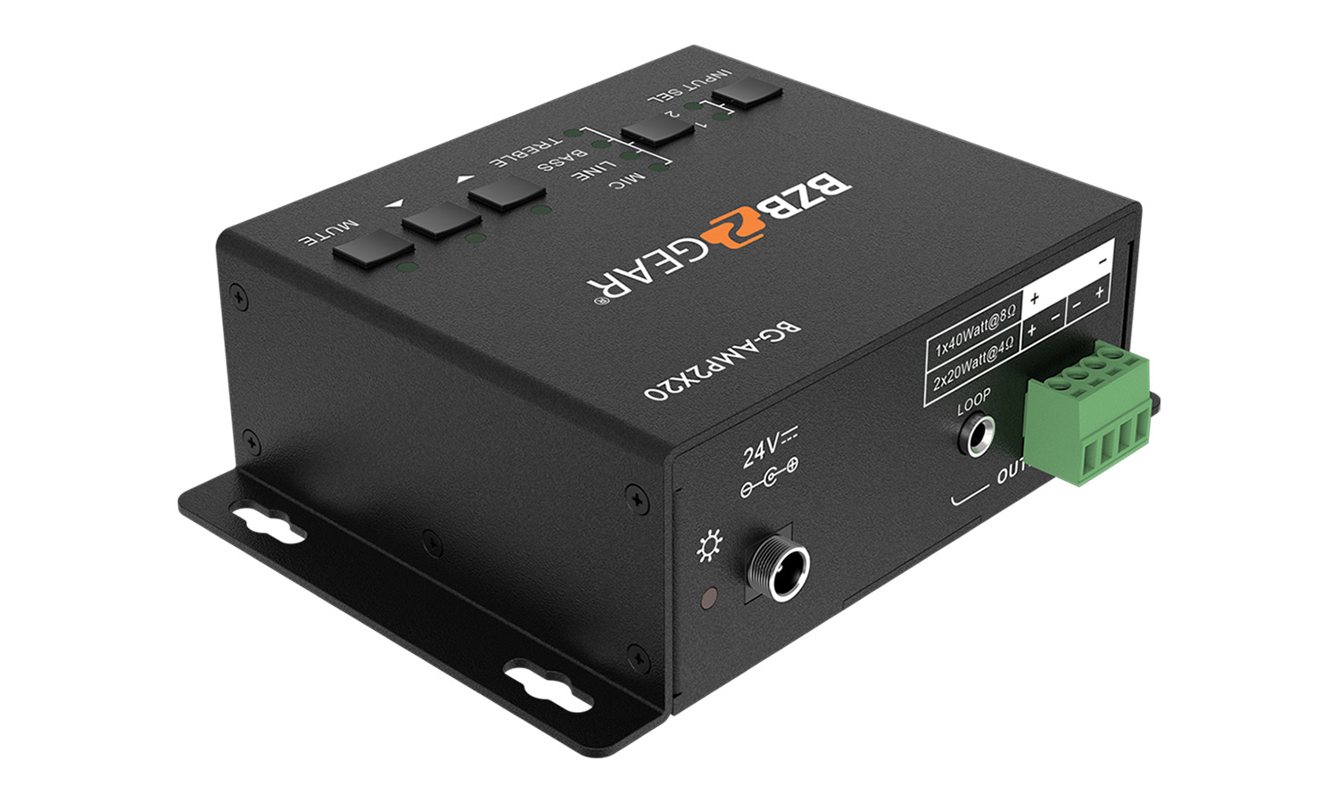 BZBGEAR BG-AMP2X20 2-Channel 40W 4/8 Ohms Stereo/Mono Audio Amplifier - Image 6
