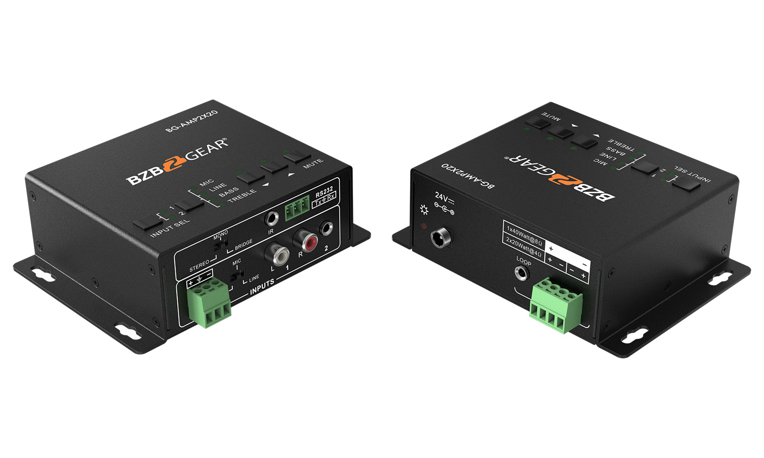 BZBGEAR BG-AMP2X20 2-Channel 40W 4/8 Ohms Stereo/Mono Audio Amplifier - Image 8
