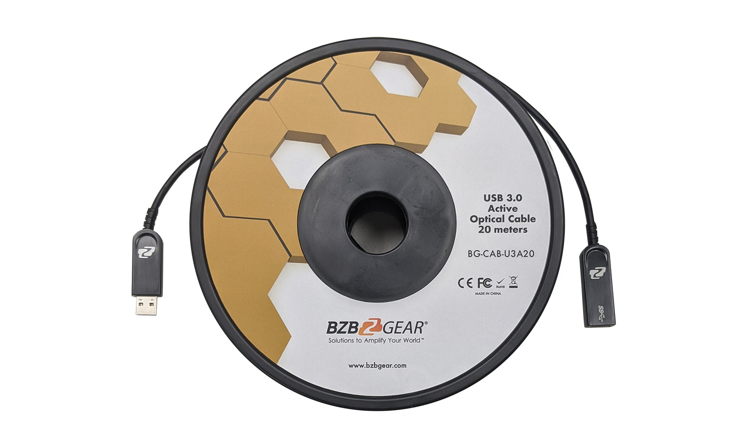 BZBGEAR BG-CAB-U3A20 USB 3.0 AM/AF Active Optical Extension Cable - 20m/66ft - Image 2