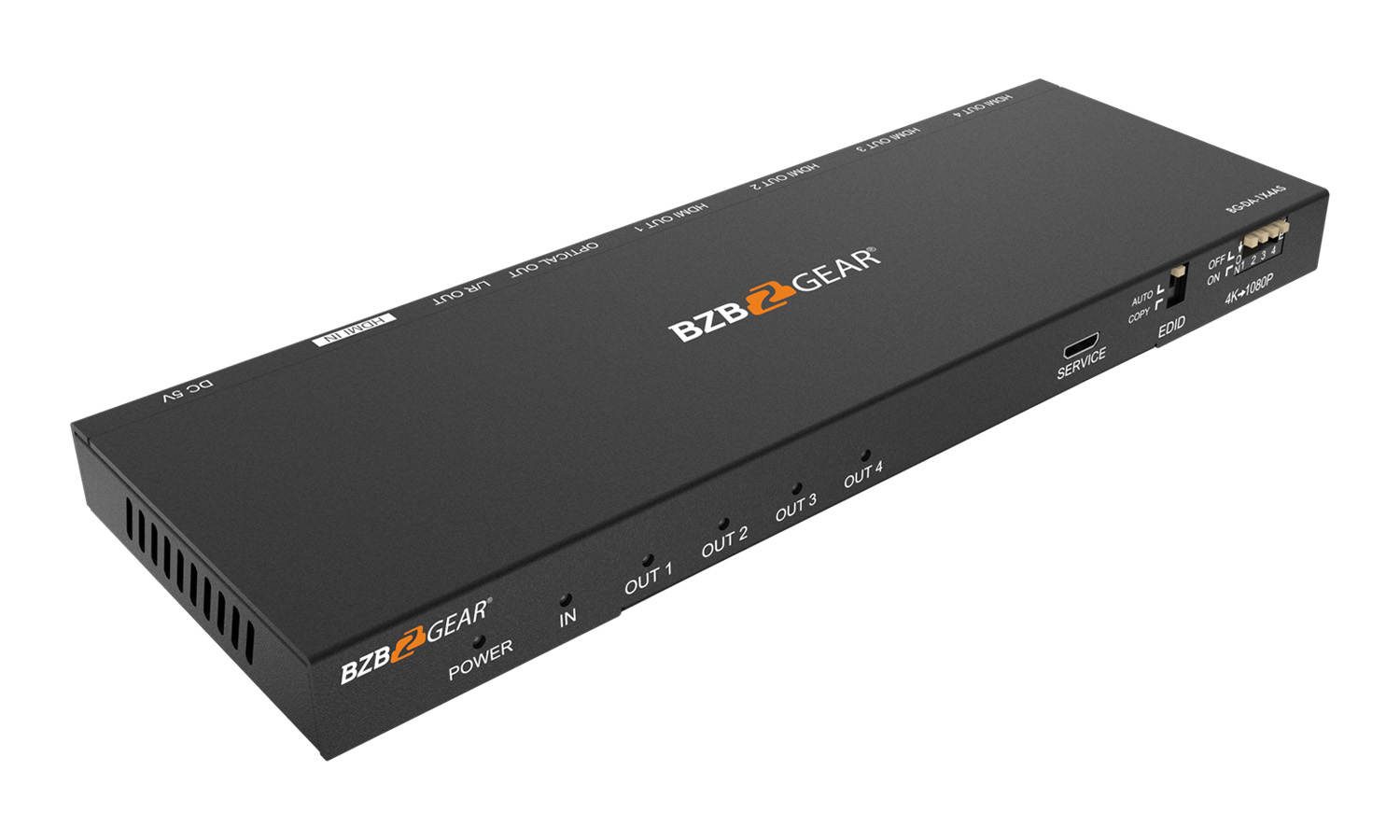 BZBGEAR BG-DA-1X4AS 1x4 4K UHD HDMI Splitter with Downscaler with Digital and Analog Audio Output - Image 2