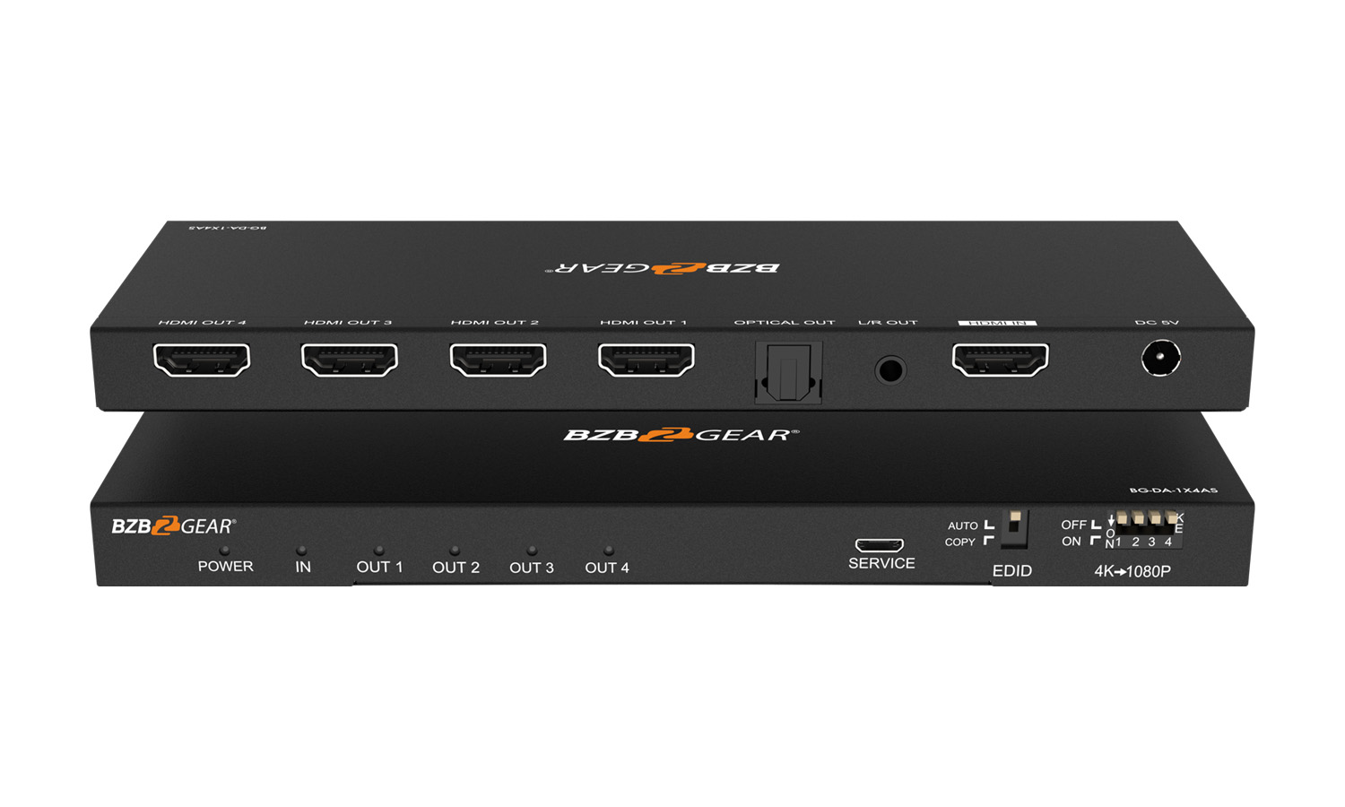BZBGEAR BG-DA-1X4AS 1x4 4K UHD HDMI Splitter with Downscaler with Digital and Analog Audio Output - Image 9