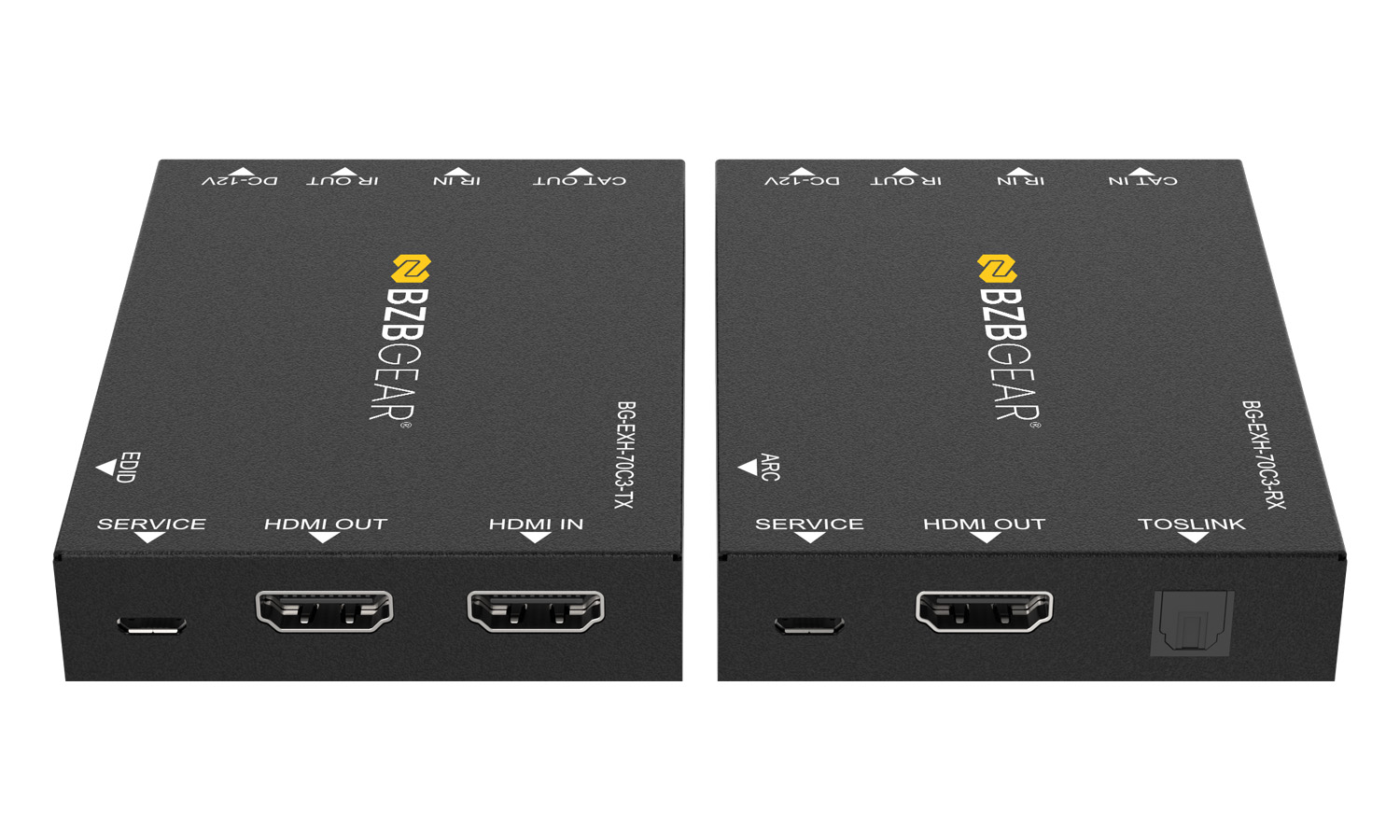 BZBGEAR BG-EXH-70C3 4K UHD HDMI Extender Over Cat5e/6 with Bi-directional IR/PoC/ARC and Audio De-embedding up to 230ft