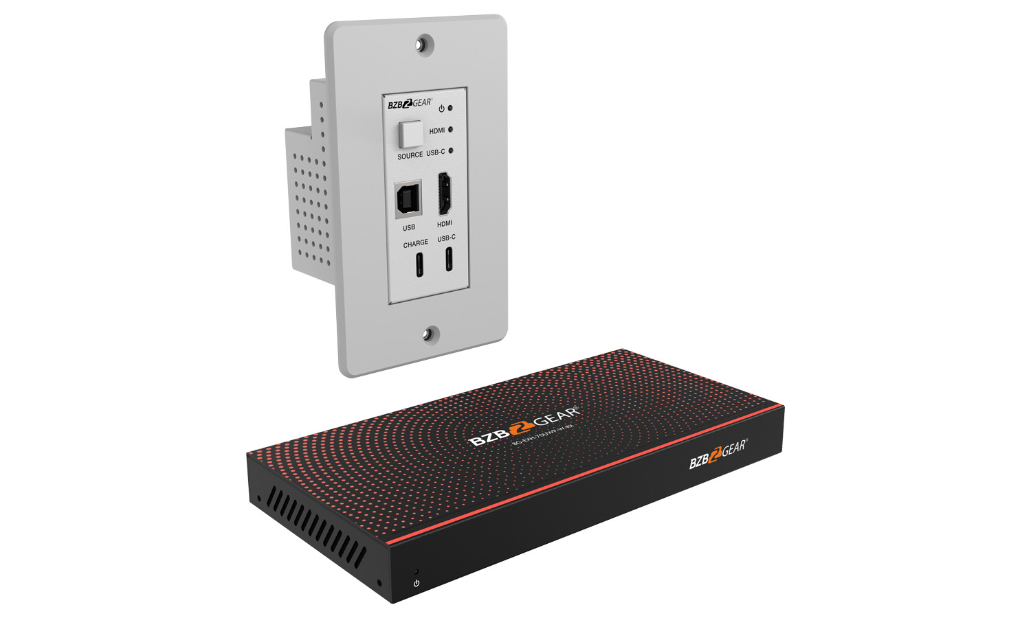 BZBGEAR BG-EXH-70UWP-W 3x1 HDMI/USB-C/KVM Wall Plate Switcher & HDBaseT Extender Kit, 4K UHD 18Gbps – 230ft Range