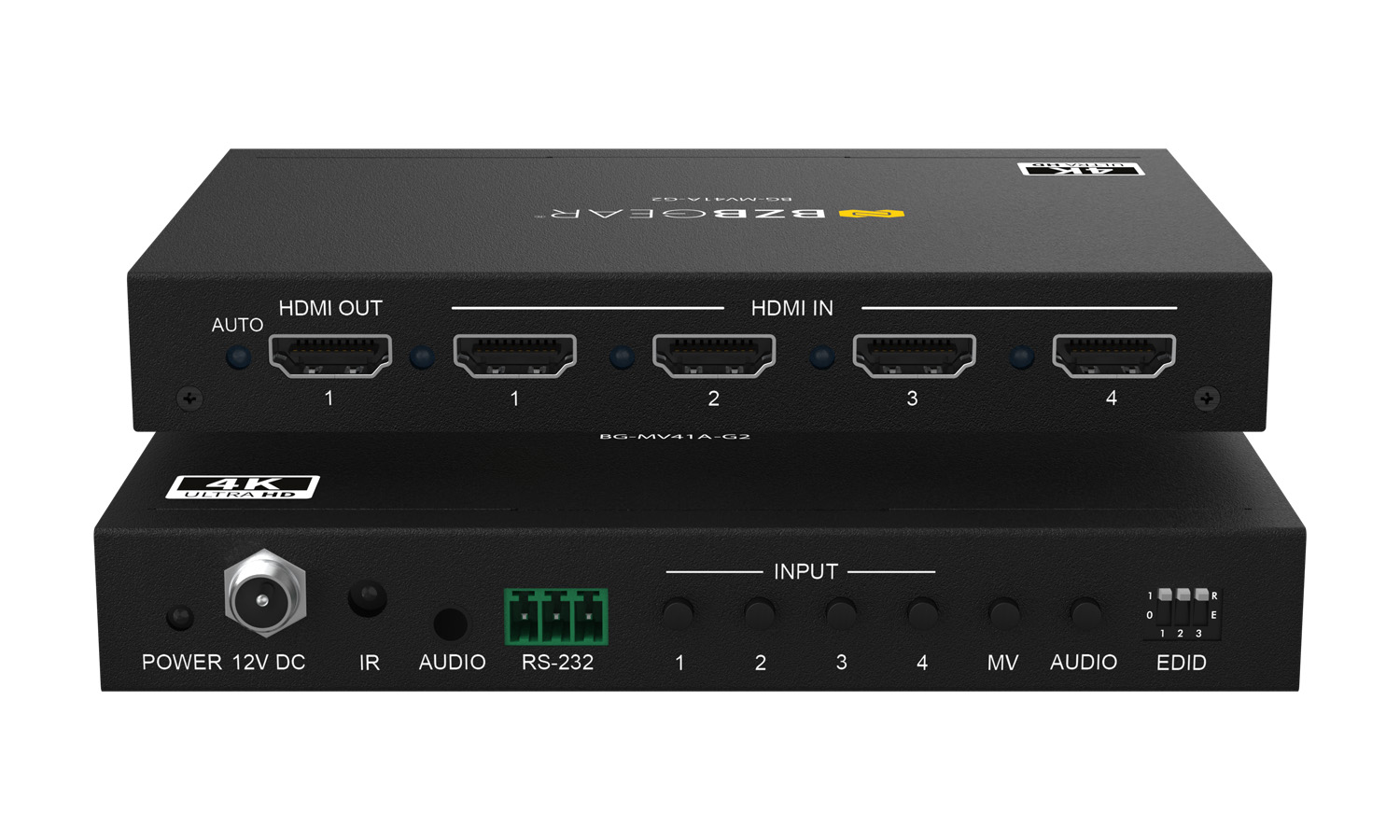 BZBGEAR BG-MV41A-G2 4x1 4K UHD HDMI Seamless Switcher/Scaler/MultiViewer with PIP/Audio De-Embedding and 8 Display Modes