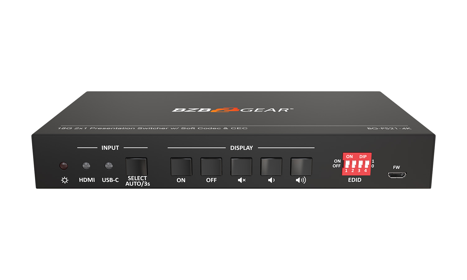 BZBGEAR BG-PS21-4K 2-Port 4K UHD KVM Presentation Switcher with HDMI/USB-C Inputs and HDMI Output - Image 7
