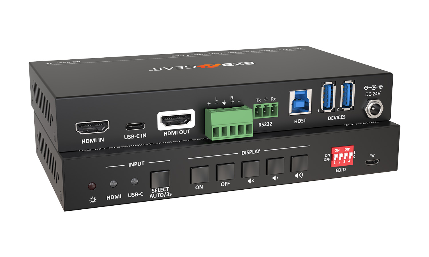 BZBGEAR BG-PS21-4K 2-Port 4K UHD KVM Presentation Switcher with HDMI/USB-C Inputs and HDMI Output - Image 9