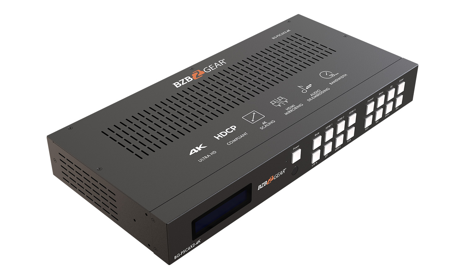 BZBGEAR BG-PSC6x2-4K 6x2 4K UHD Conference Room Presentation Switcher Scaler with HDMI/VGA/USB-C/DP and Audio - Image 2