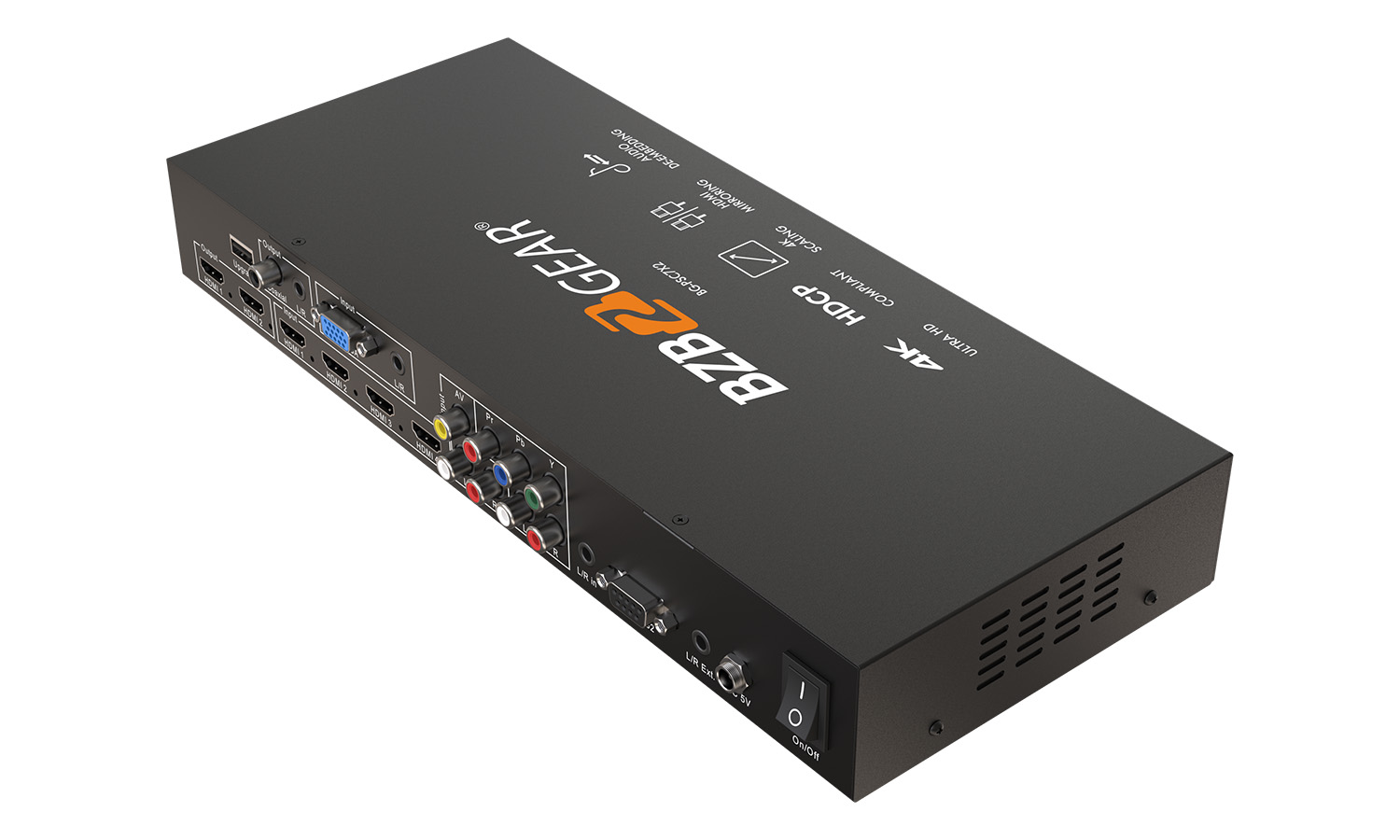 BZBGEAR BG-PSC7X2 7x2 4K UHD Presentation Switcher Scaler with HDMI/VGA/Component/Composite Video and Audio - Image 6