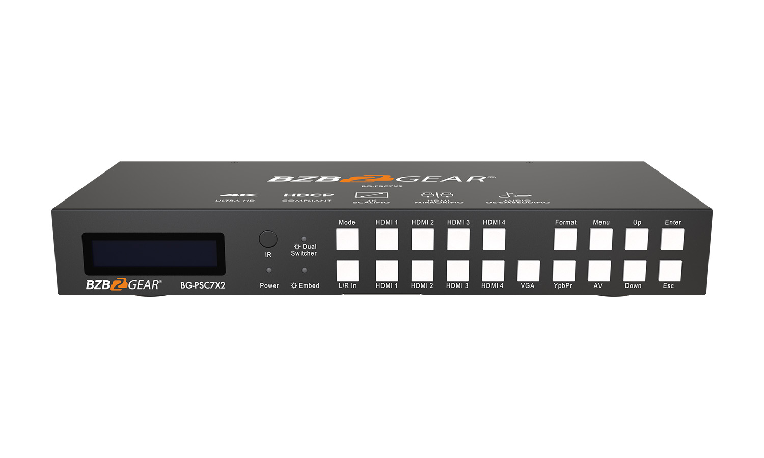 BZBGEAR BG-PSC7X2 7x2 4K UHD Presentation Switcher Scaler with HDMI/VGA/Component/Composite Video and Audio - Image 7