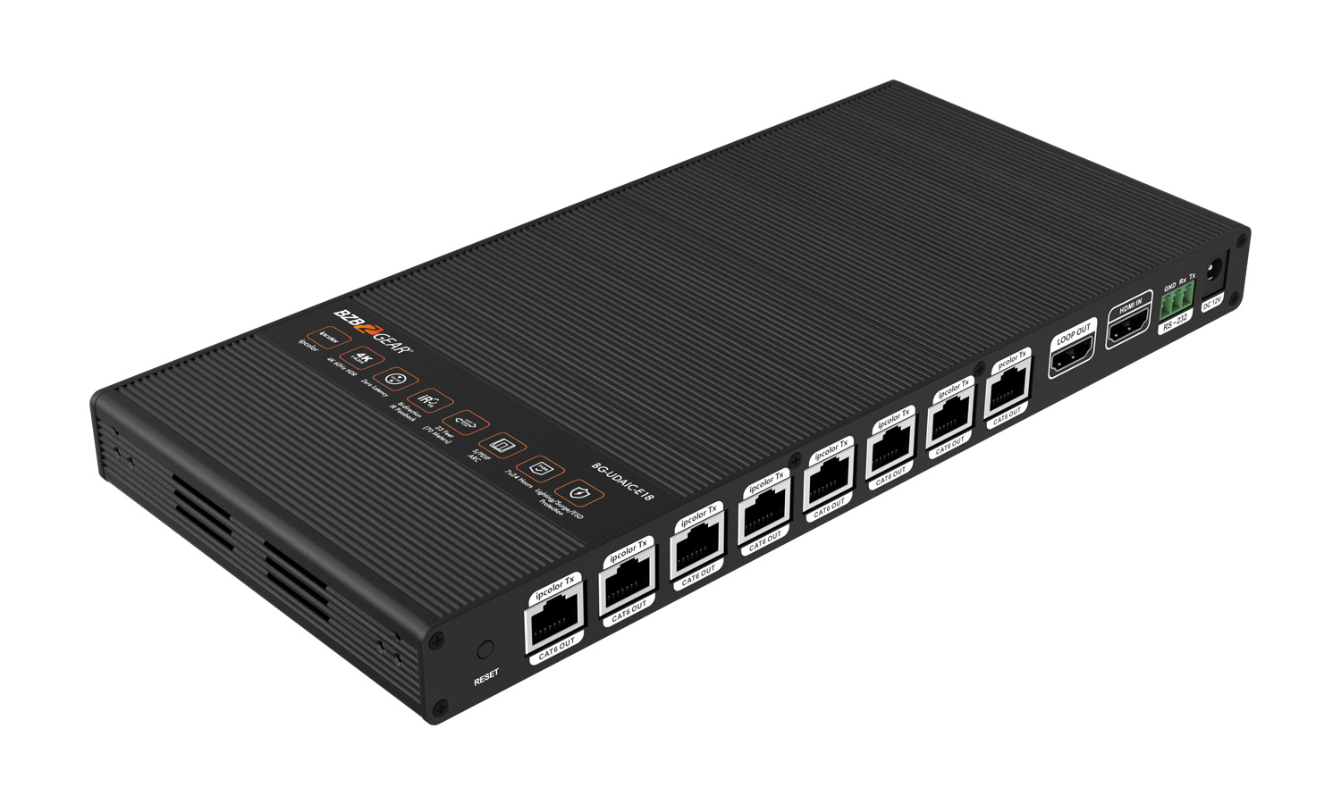BZBGEAR BG-UDAIC-E18 1x8 4K UHD HDMI Splitter/Distribution Amplifier Kit with 8 Receivers and IR/RS-232/Audio De-embedding up to 230ft over Category Cable - Image 6